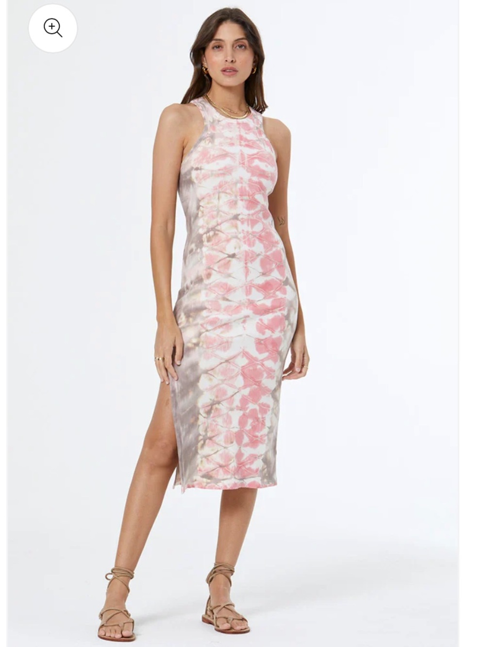 Young Fabulous & Broke Pink and Cream Tie-Dye Midi Dress NWT